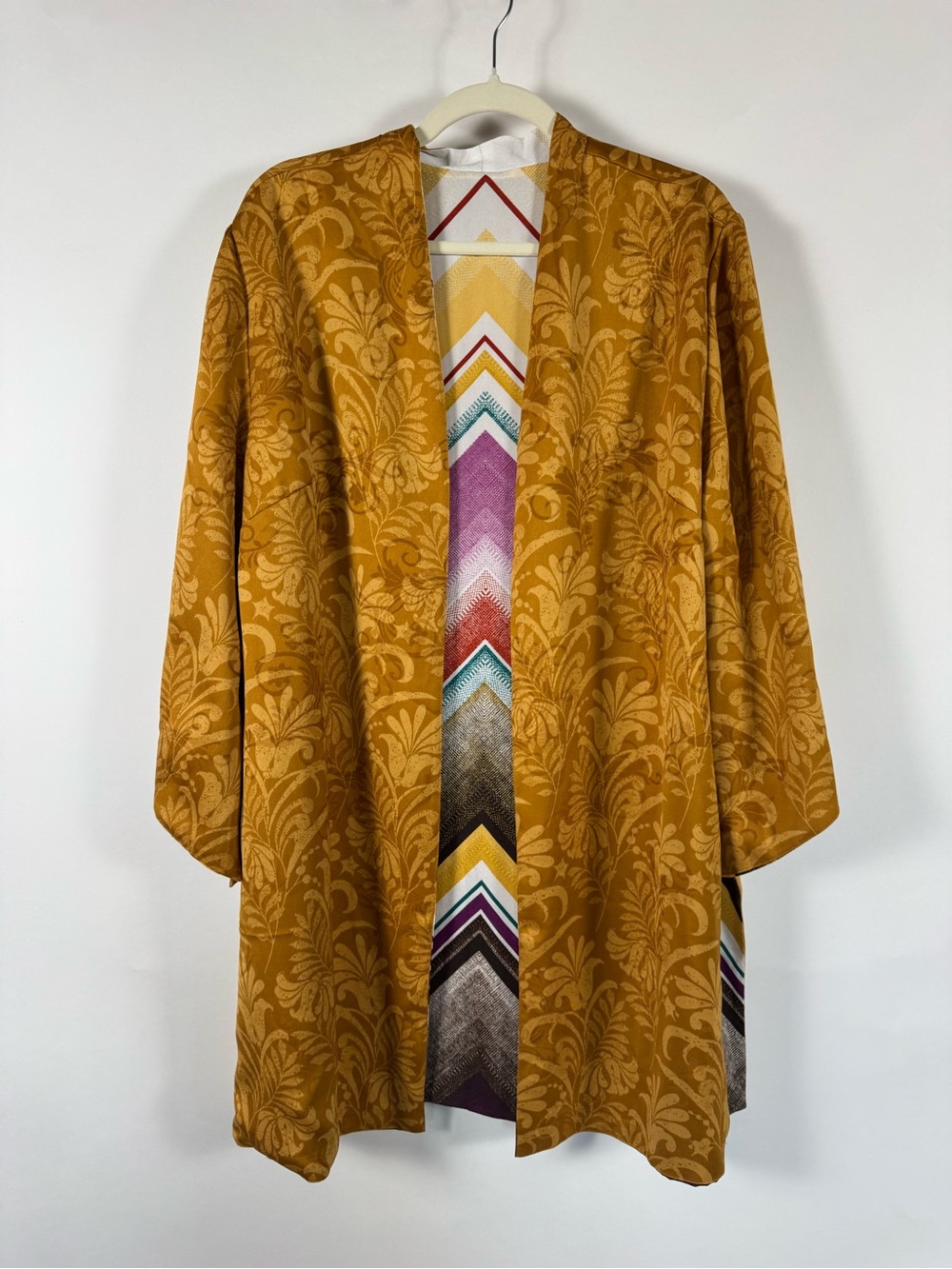 Chico's NWT Reversable Kimono Jacket Size‎ 3 Chevron Vibrant Layering Flowy Boho